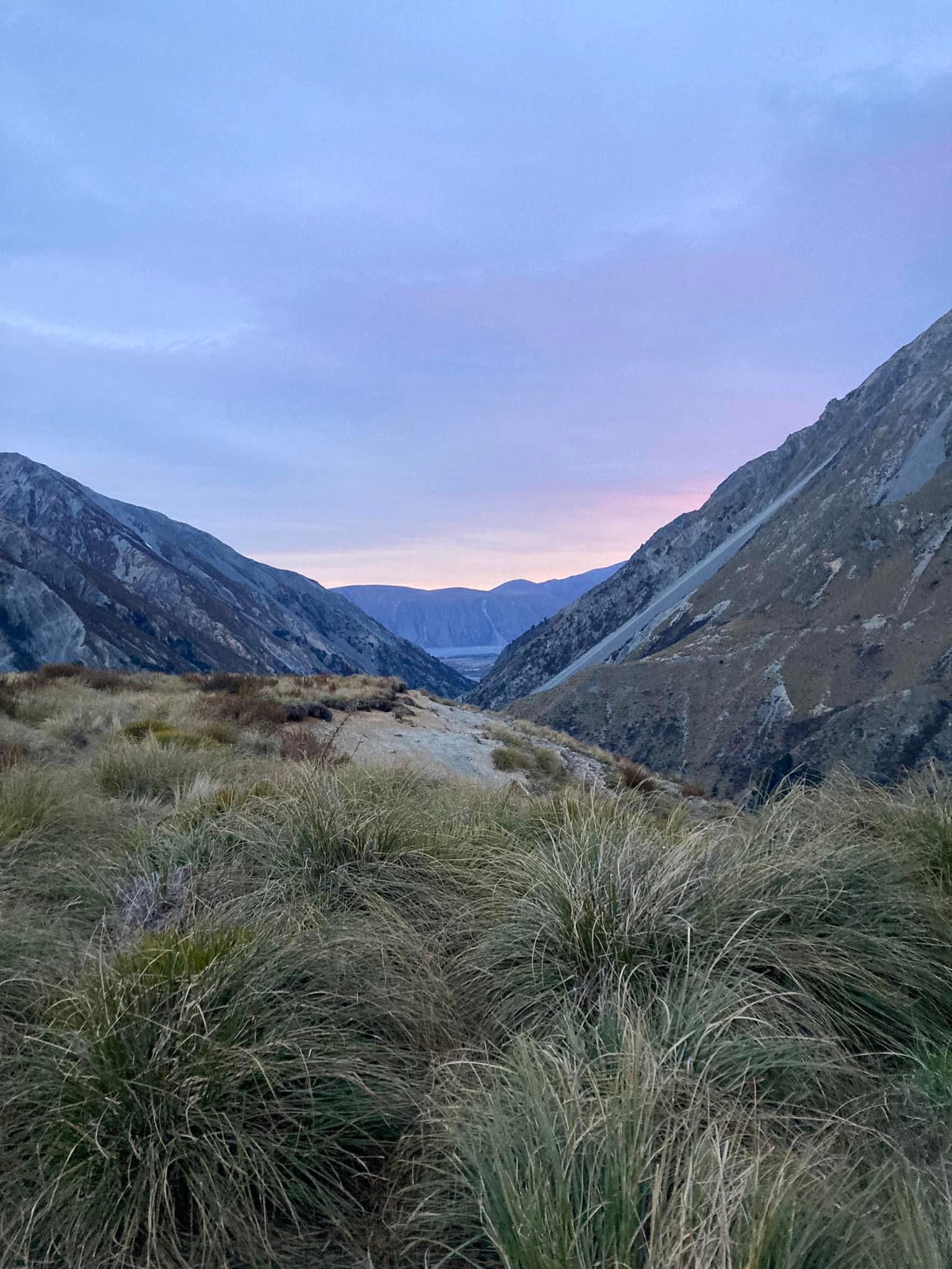 Sun set in the mountains New Zealand