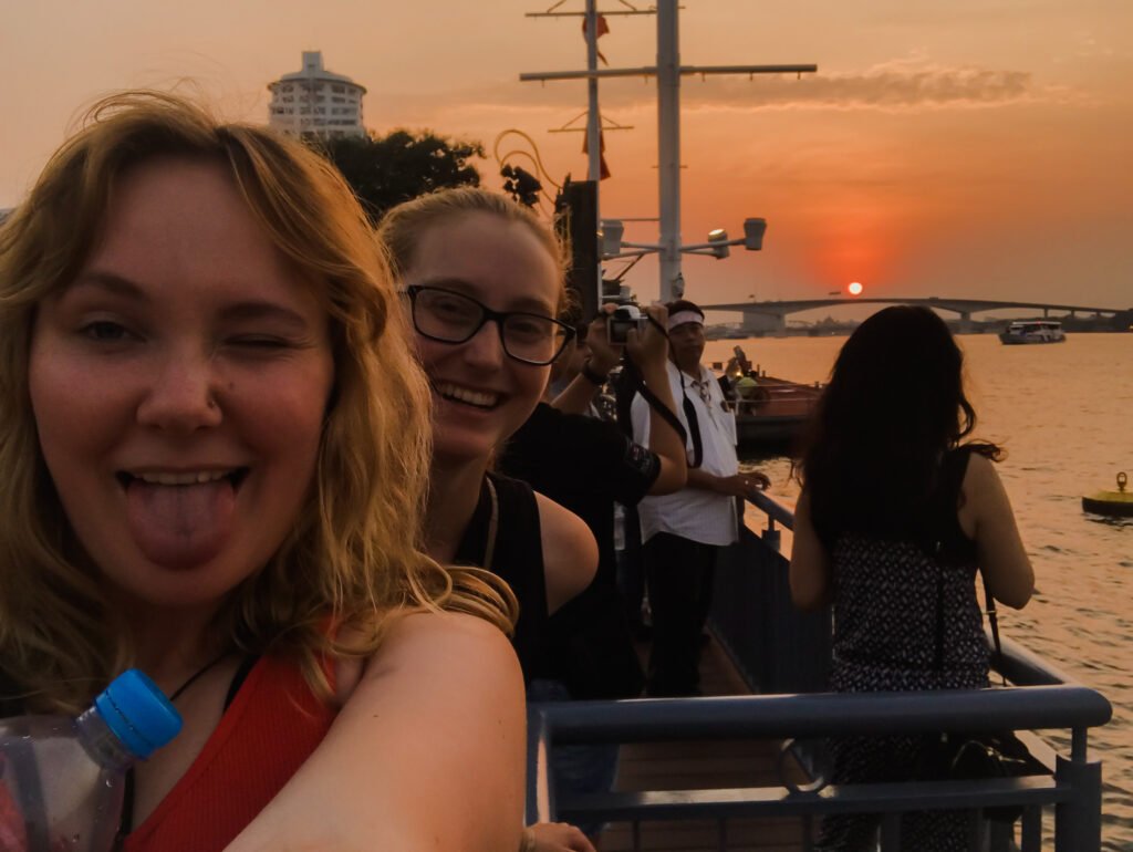 Ashley and Gabby in Thailand at sunset