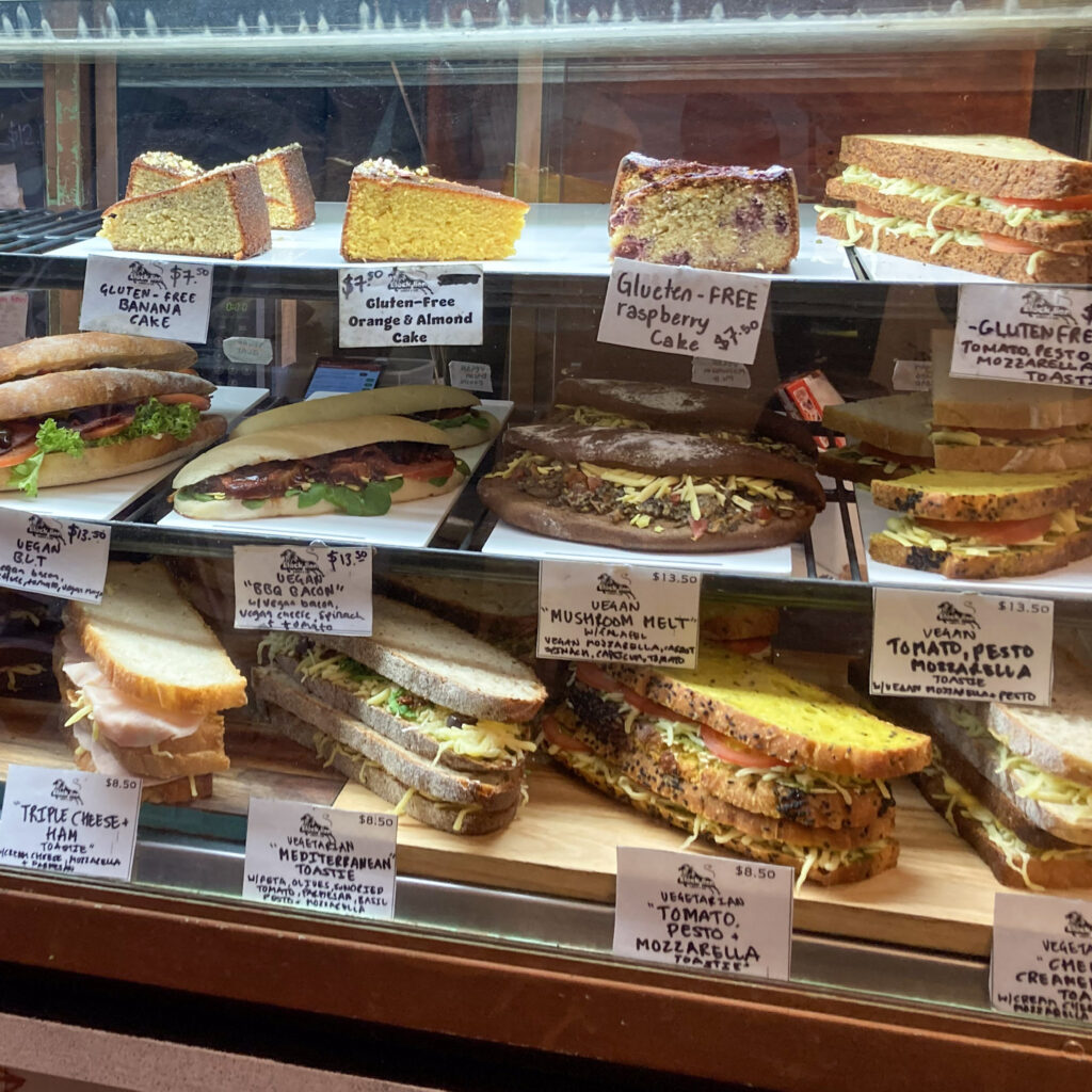 A full cabinet of nd cakes from black lion cafe