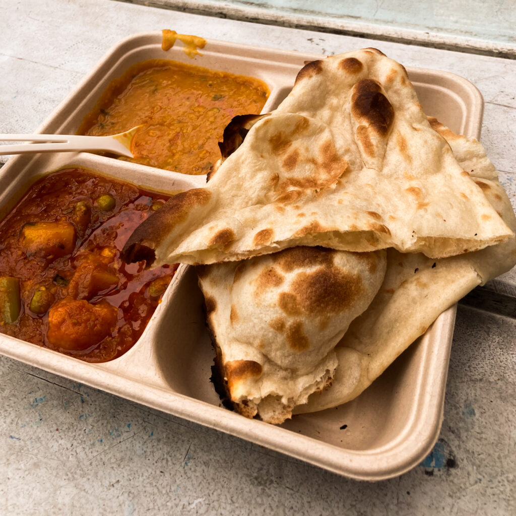 Indian Restaurants in Christchurch - Dosa Kitchen Naan with two vegan curries