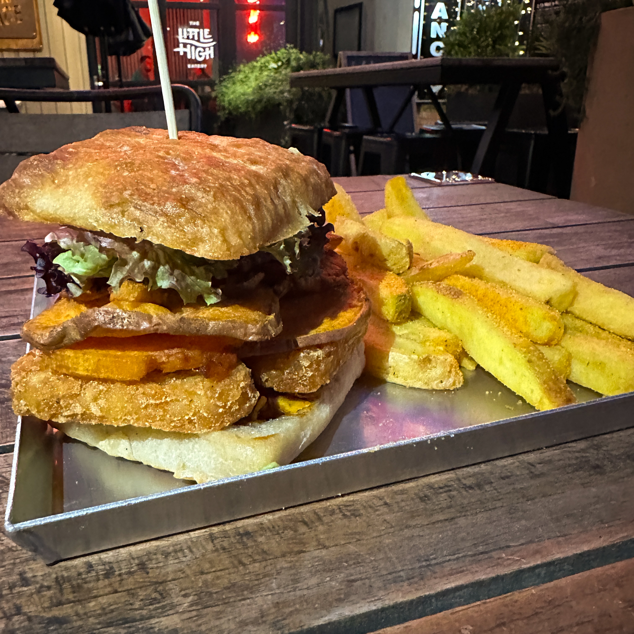 Bacon Brothers Kumura Burger at little high Christchurch